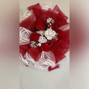 Elegant Red and White Floral Accessory